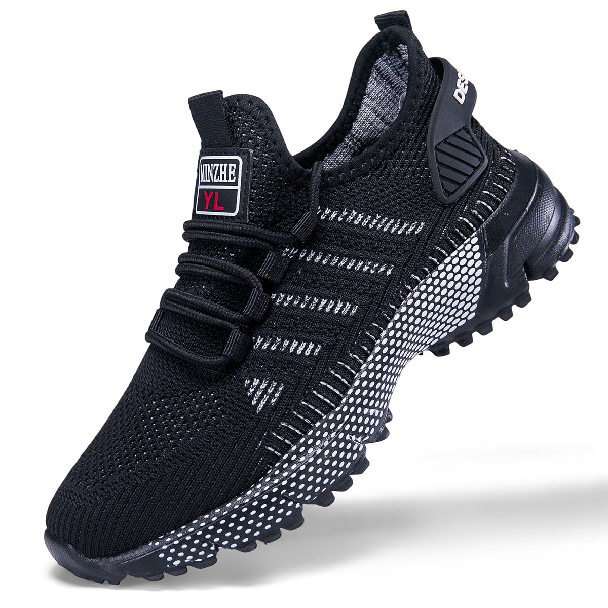 Men's Breathable Knitted Sports Shoes - Shock-Absorbing Non-Slip