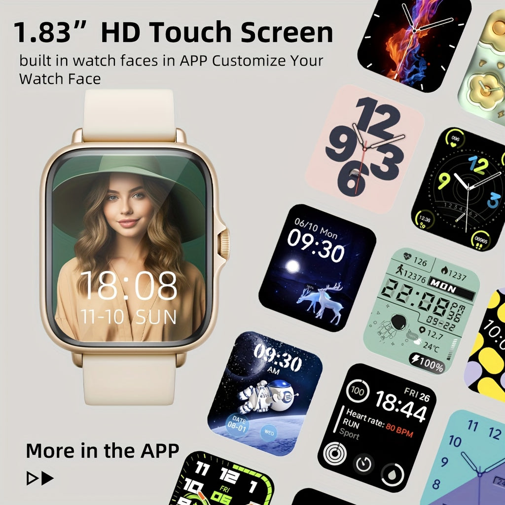 Smart Watch, 1.83" Full Touch Screen, Activity Tracker with Call & Message Functions, Pedometer, Multiple Sports Modes, Compatible with IOS/Android Devices, Simple Style, Ideal Gift for Any Occasion - The Superior Findings Depot