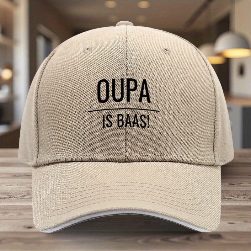 1pc Adjustable Snapback Baseball - Lightweight All-Season Hat with Oupa Is Baas! Design, / Contrast, Unisex for Men & Women, Wedding, Birthday, Baseball Hat, Wedding Accessory, Sporty Style, Durable Construction, Outdoor Enth