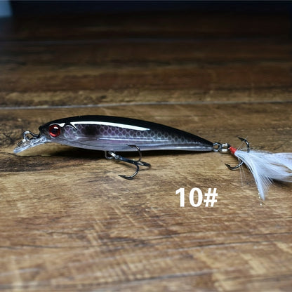 I-1pc Realistic 3D Bionic Minnow Fishing Lure - I-Laser Eyes Efana Nempilo, I-Soft Feather Teaser, ne-Sharp Treble Hook Yeziteleka Eziqinile - 90mm, 7g Artificial Hard Bait for Outdoor Freshwater and Saltwater Fishing Adventures