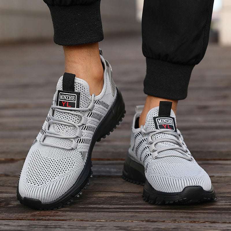 Men's Breathable Knitted Sports Shoes - Shock-Absorbing Non-Slip
