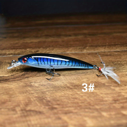 I-1pc Realistic 3D Bionic Minnow Fishing Lure - I-Laser Eyes Efana Nempilo, I-Soft Feather Teaser, ne-Sharp Treble Hook Yeziteleka Eziqinile - 90mm, 7g Artificial Hard Bait for Outdoor Freshwater and Saltwater Fishing Adventures