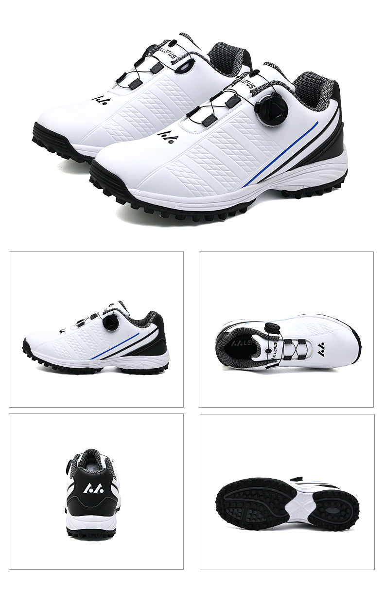 LEFUS Men's Golf Shoes - Non-Slip Fixed Spikes with Rotary Buckle