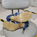 Women'S Denim Peep-Toe High Heel Sandals with Back Zipper and Cut-Out Design, Frayed Edge Detail, Summer 2025 Fashion, White Heels, Open Toe, Rubber Sole, Synthetic Insole and Upper, Fashion Sandals | Peep Toe Sandals | Intri - The Superior Findings Depot