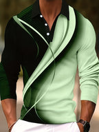 Men's Long Sleeve Shirt - Casual Print Button Lapel