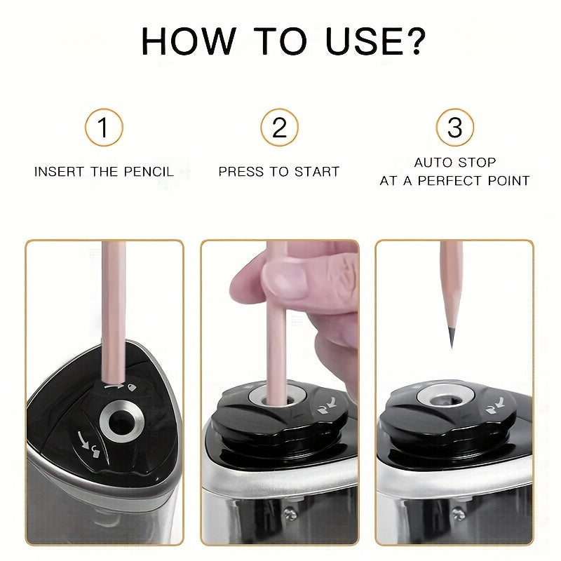 [Electric Pencil Sharpener] Electric Pencil Sharpener | Automatic with Auto-Stop & Lead Breakage - Desktop Sharpener for Office, No Needed, Compact Design, Sharpens Pencils in Seconds, Supplies, Sleek Style, Waste Container - The Superior Findings Depot