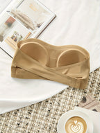 Seamless Strapless Bandeau Bra for Women - Anti-Slip, Cross-Back Design with Side Closure, Wireless & Padded - Comfortable Nylon Blend, Removable Pads for Casual Wear, Plus Size Bra - The Superior Findings Depot