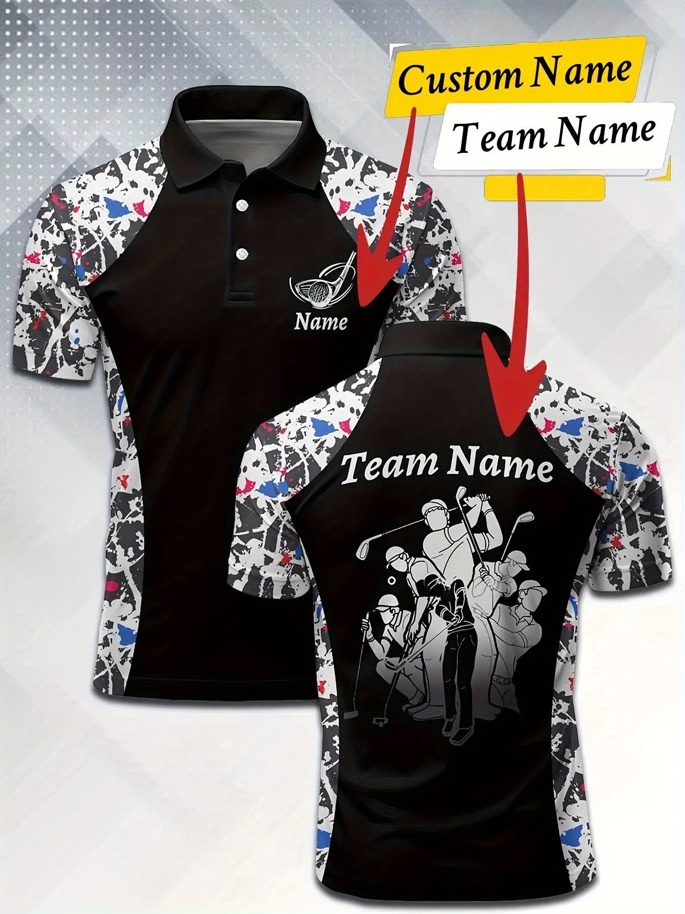 Customizable Golf Polo Shirt - Personalized Name & Team Logo
