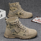 Men's Boots - Fashionable Camouflage Mid-High Top Thick Sole