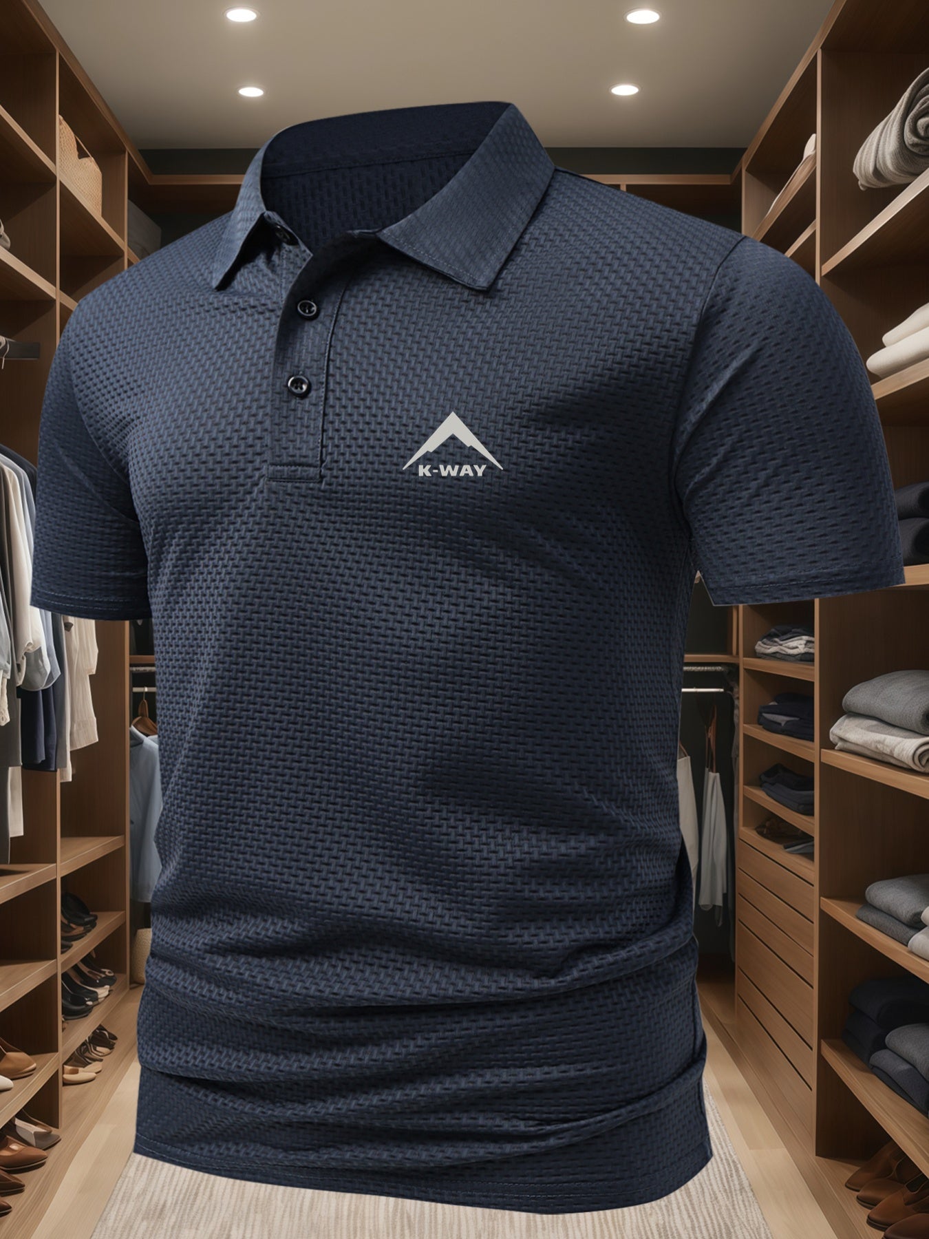 Men's Casual Golf Business Polo Shirt - Large Size Geometric Pattern