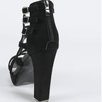 Fashion Block Heel Cutout Peep Toe Sandals, Buckle Platform Versatile Daily Nightclub Style Shoes for Women - The Superior Findings Depot