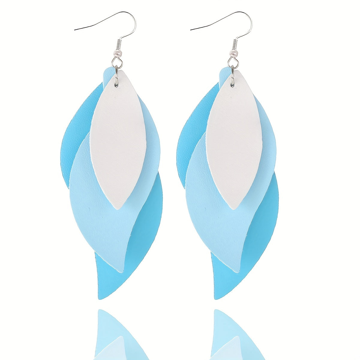 [3-layer Retro Dangle Earrings Gift] 3-layer Leaf Design Retro Dangle Earrings PU Leather Exquisite Gift For Women Daily Casual
