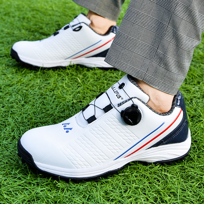 LEFUS Men's Golf Shoes - Non-Slip Fixed Spikes with Rotary Buckle