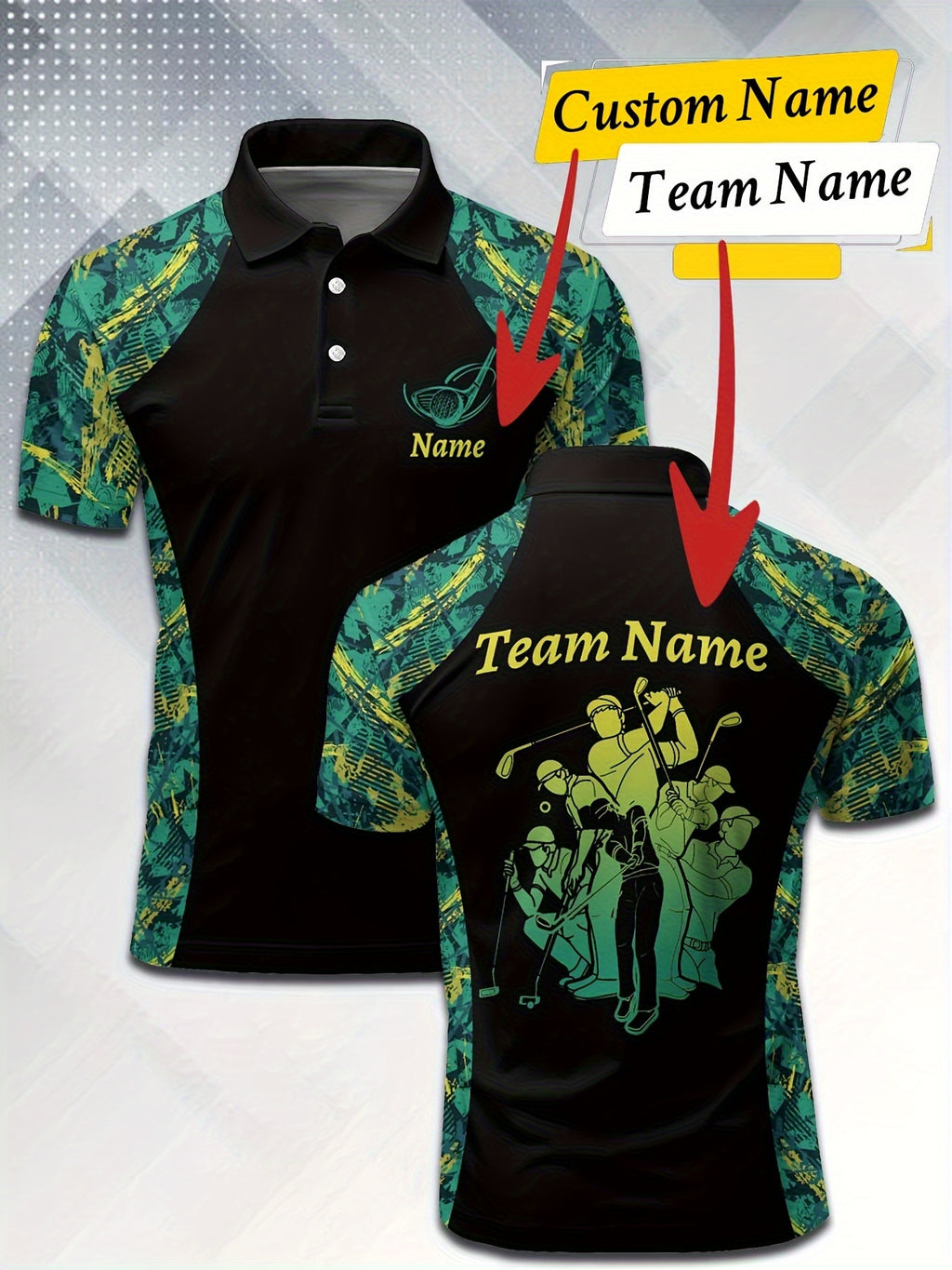 Customizable Golf Polo Shirt - Personalized Name & Team Logo
