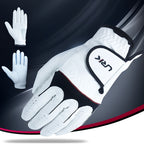 URK Men'S Breathable Mesh Anti-Slip Golf Glove - Left Hand, Comfortable Grip, White with Black Stitching, Perfect for the Course Experience, Golf Accessorie