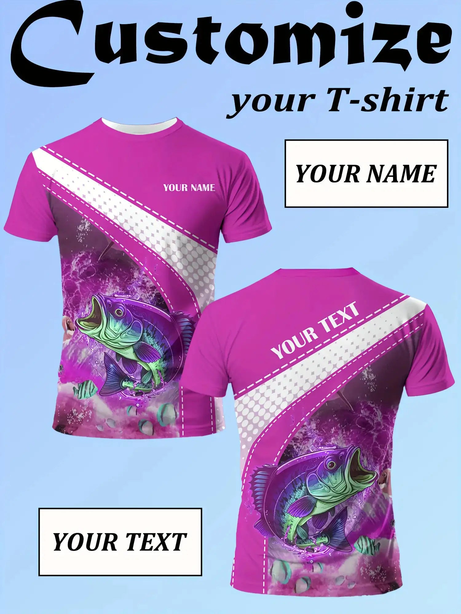 Custom Men's Fishing-Themed Short Sleeve T-Shirt - Personalized Name