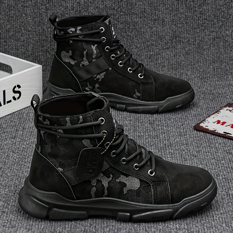 Men's Boots - Fashionable Camouflage Mid-High Top Thick Sole