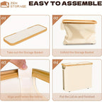 Large Capacity Toilet Paper Holder with Lid - Foldable Wood Frame