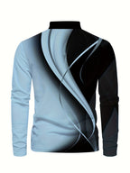 Men's Long Sleeve Shirt - Casual Print Button Lapel