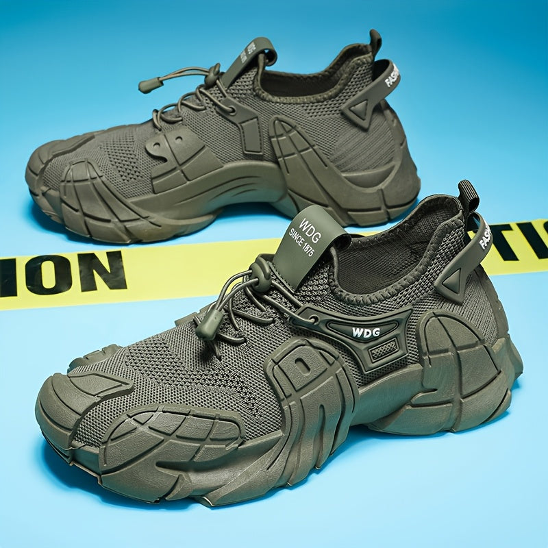 Men's Breathable Knit Sneakers - Soft Non-Slip Olive Green