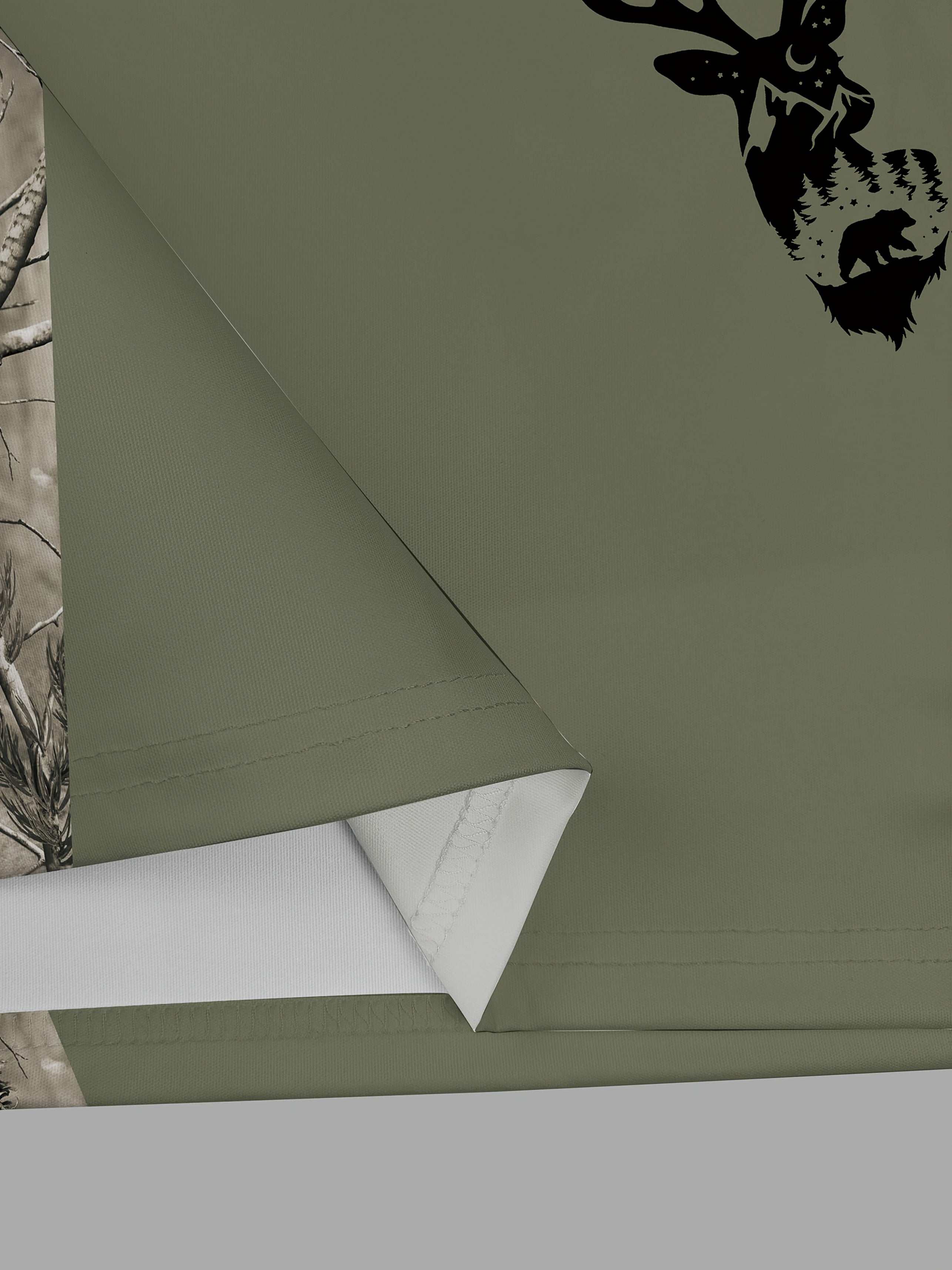 Men's Camouflage Sleeve Shirt - Khaki Base with Elk Print