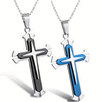 Stylish Cross Pendant Necklace - Cool Multi-Layered Design in 201 Stainless Steel Square Chain - Suitable for Women and Men's Daily Wear, Classic Jewelry Accessory for Outfits, Holidays, Valentine's Day, Mother's Day, Birthda - The Superior Findings Depot