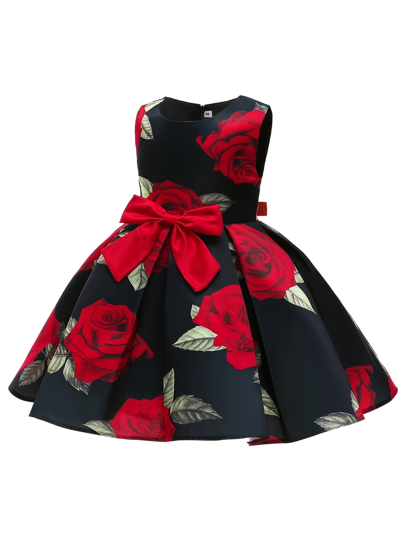 Girls Princess Dress - Floral Print Bowknot Formal Pageant Gown