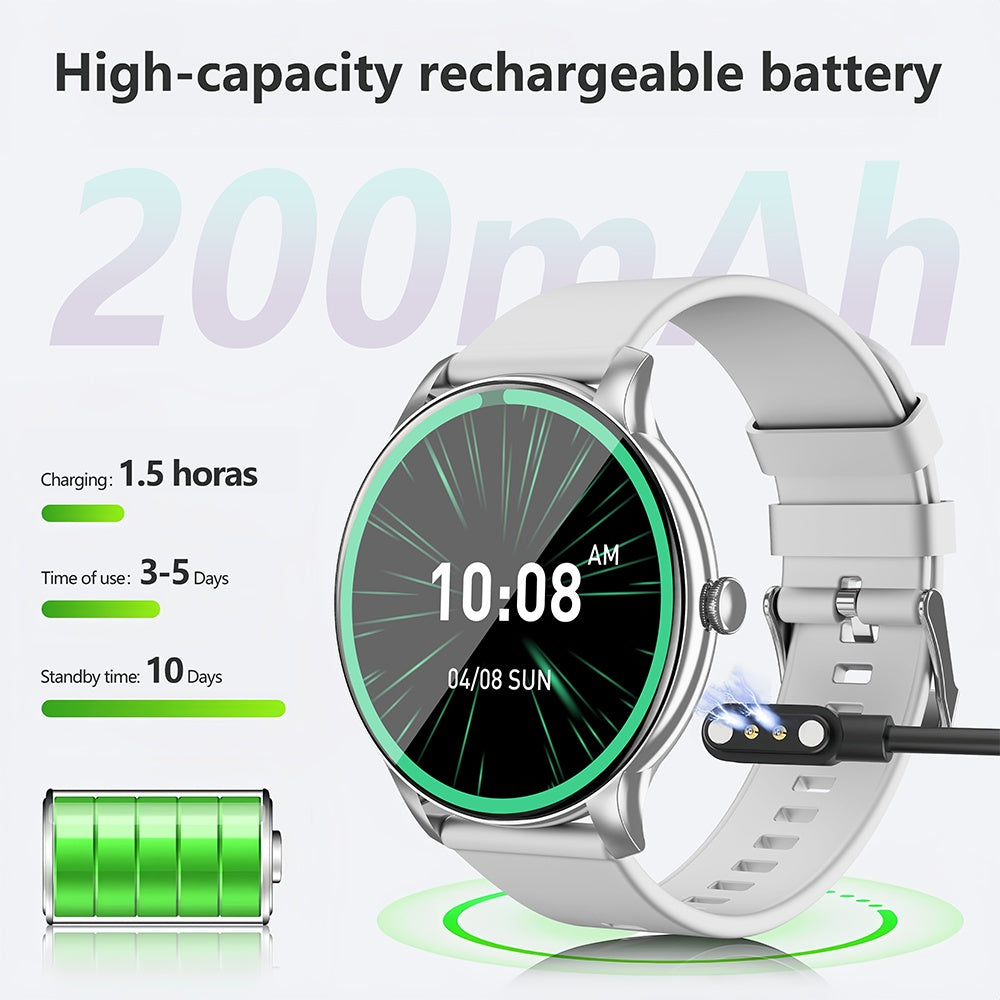 New Men's and Women's Sports Smartwatch, 1.52-inch Full Touch Screen with Call and Message Features, Activity Tracker, Pedometer, Multiple Sport Modes, Compatible with iOS/Android Devices, Minimalist Style, TPU Strap, Alloy C - The Superior Findings Depot