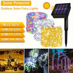 50/100/200/300LED Solar Copper Wire Lights - 8 Modes, Warm White/Cool White/Multicolor, High Quality Indoor/Outdoor String Lights with Solar Panel for Christmas, Weddings, Garden, Parties & Holidays, Solar Hanging Lights, Eve - The Superior Findings Depot
