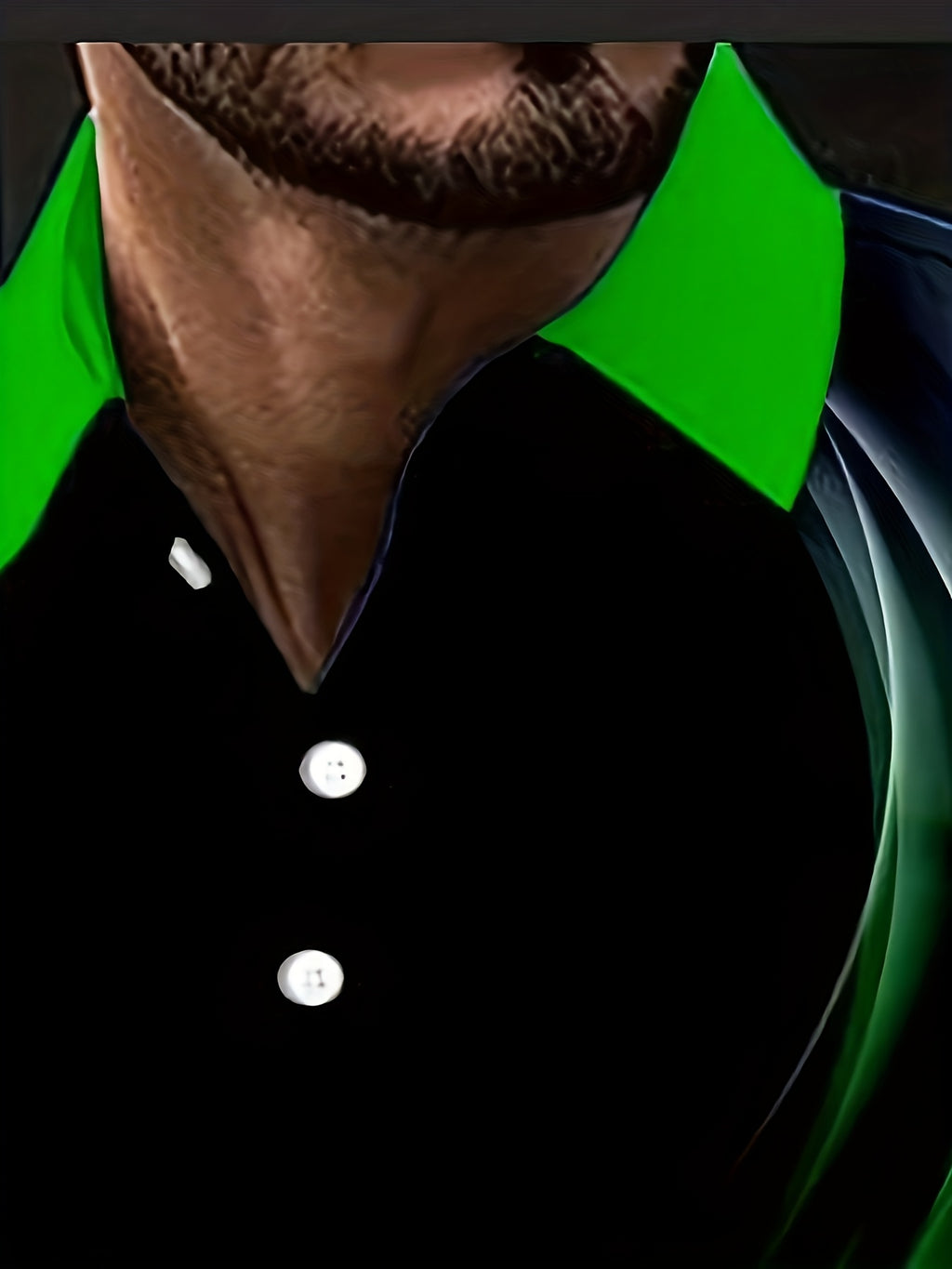 Men's Summer Short Sleeve Shirt - Bright Green Geometric Pattern