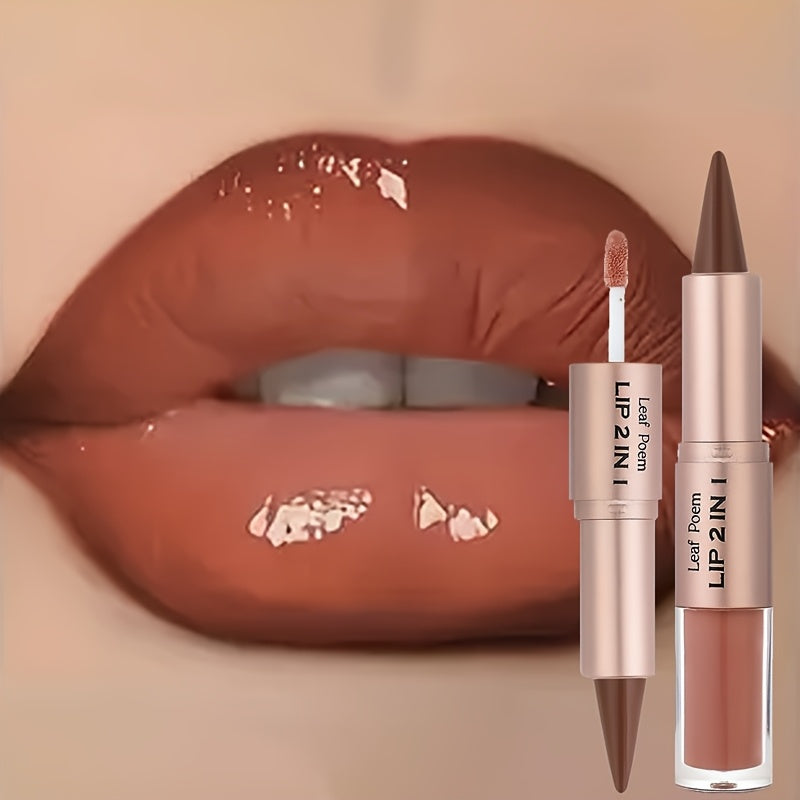 Double-Ended Lip Gloss with Matte Lip Line and Mirror Finish - Shine, Moisturizing, All Light Beige Types, Perfect Gift for Women, Daily Makeup, Sophisticated Design, Highquality Finish - The Superior Findings Depot