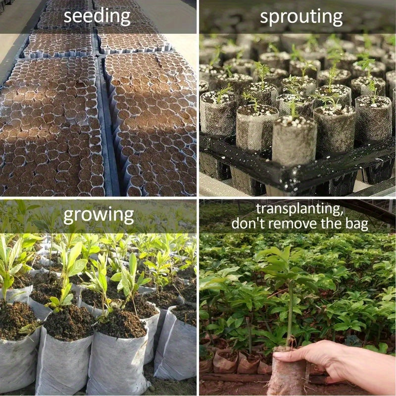 100pcs Biodegradable Seed Nursery Bags, Non-Woven Plants Grow Bags, Fabric Seedling Pots Plants Pouch, Home Garden Supply, Seedling Plant Nursery Bags For Soil Transplant Pouches Agricultural Production Supply 8.0x10.01cm - The Superior Findings Depot
