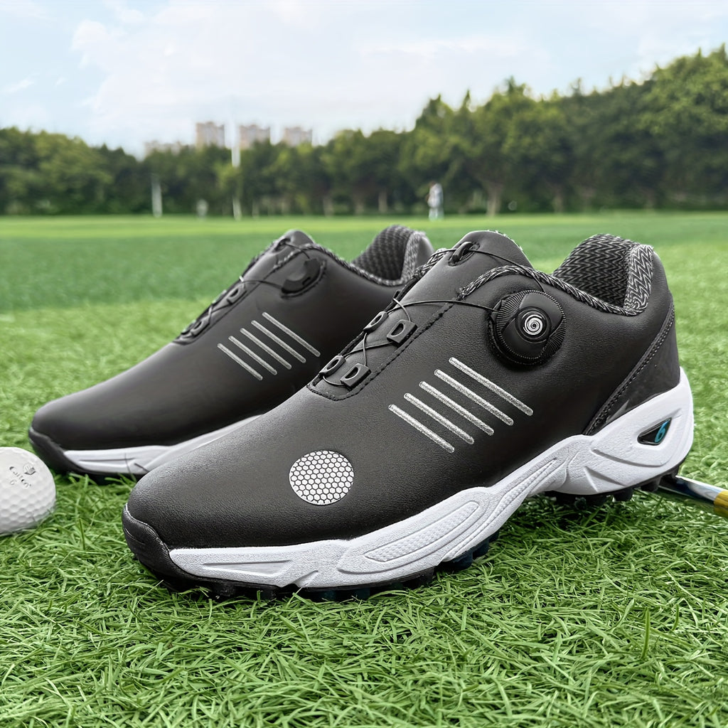 Men's Lightweight Golf Shoes with All-Day Traction - Breathable Synthetic & Rubber Sole for Grass Courses, Casual Wear & Outdoor Sports - White/Black Design, Casual Wear Shoes | Casual Athletic Design | Durable Rubber Sole, G
