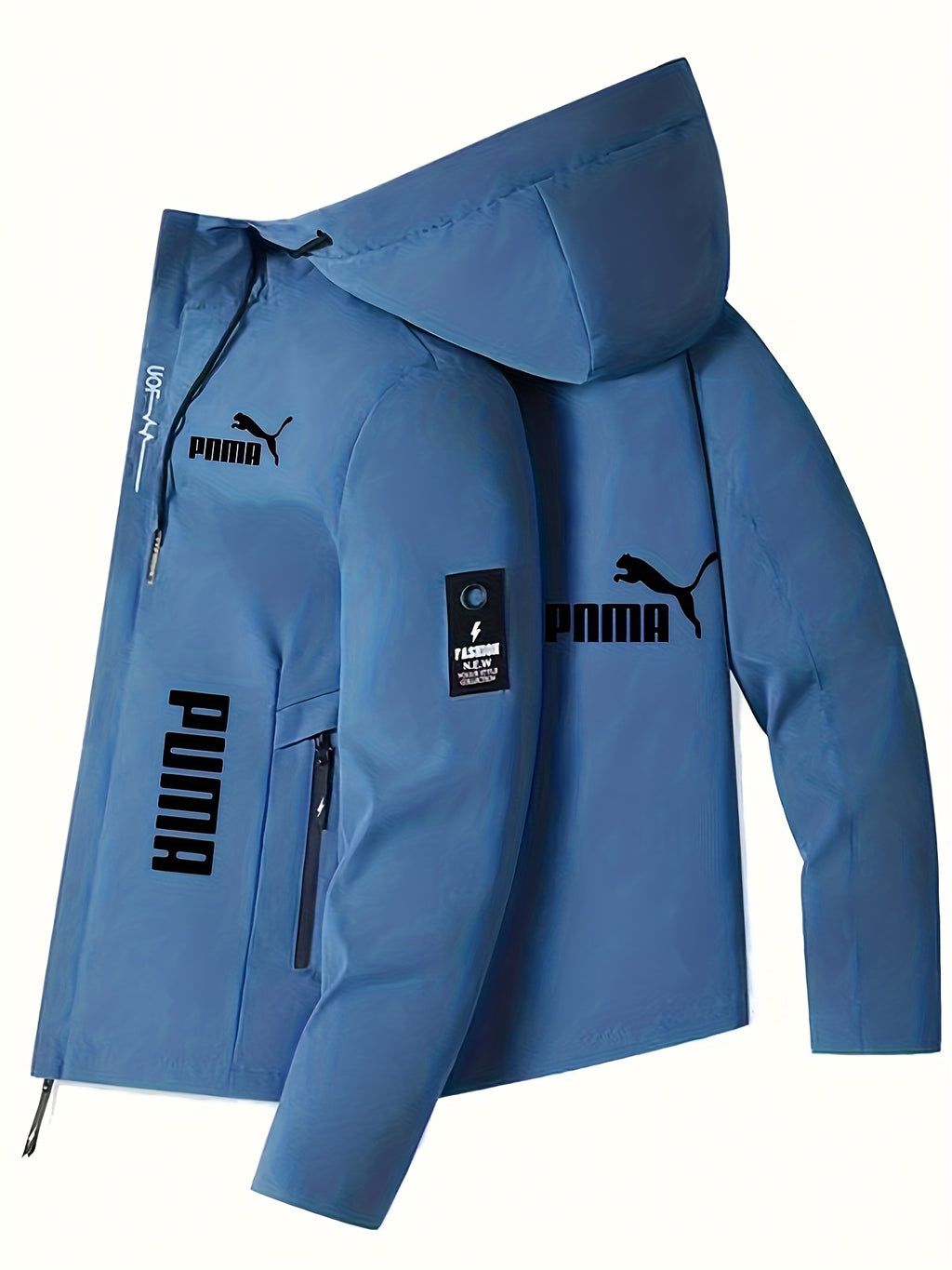 Men's Trendy Sporty Hooded Jacket - Geometric Pattern Bomber