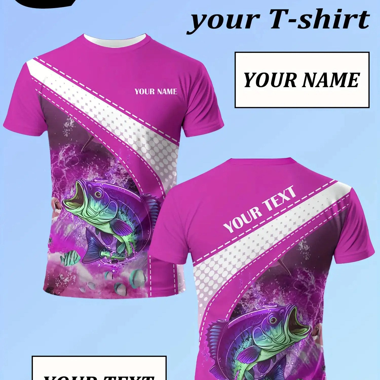 Custom Men's Fishing-Themed Short Sleeve T-Shirt - Personalized Name