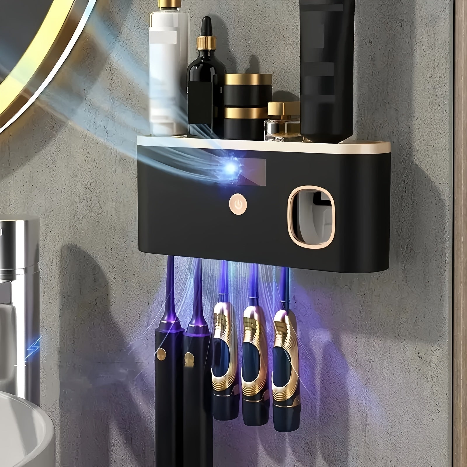 Smart Toothbrush Sanitizer - Automatic Toothpaste Dispenser Wall-Mounted USB