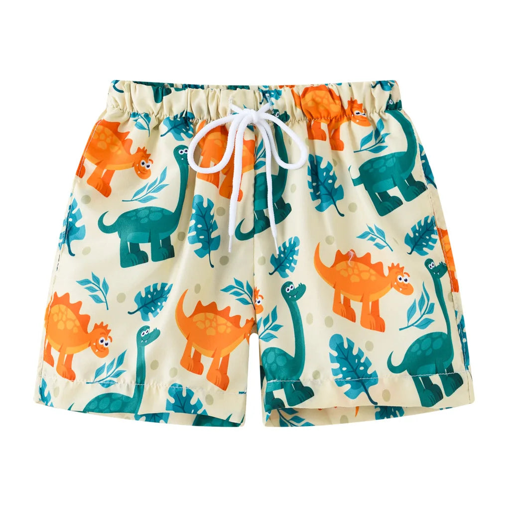 Kids Summer Cartoon Board Shorts – Boys & Girls Beach Trunks, Casual Sports Shorts, Elastic Waist, Lightweight & Breathable Cotton Blend (Ages 4–6)