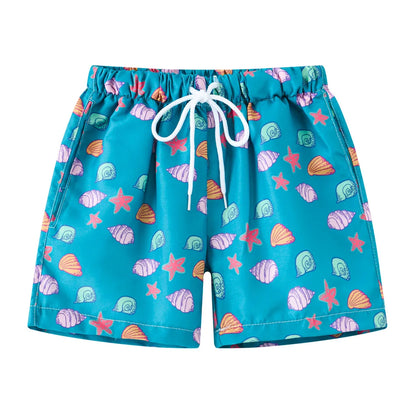 Kids Summer Cartoon Board Shorts – Boys & Girls Beach Trunks, Casual Sports Shorts, Elastic Waist, Lightweight & Breathable Cotton Blend (Ages 4–6)