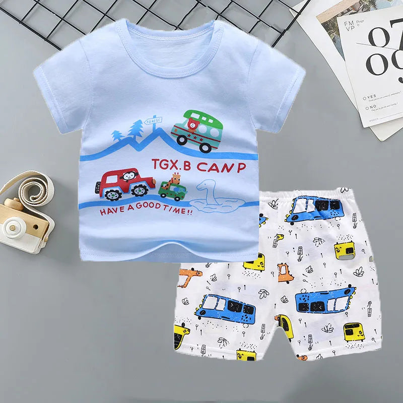 Children's Sets mother Kids Clothes Boys Girl T-shirt Shorts 2PCS Summer Cotton Short sleeve Baby Children Clothing Toddler Suit