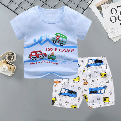 Children's Sets mother Kids Clothes Boys Girl T-shirt Shorts 2PCS Summer Cotton Short sleeve Baby Children Clothing Toddler Suit
