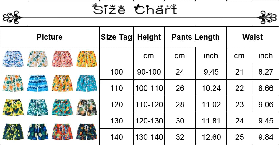 Kids Summer Cartoon Board Shorts – Boys & Girls Beach Trunks, Casual Sports Shorts, Elastic Waist, Lightweight & Breathable Cotton Blend (Ages 4–6)