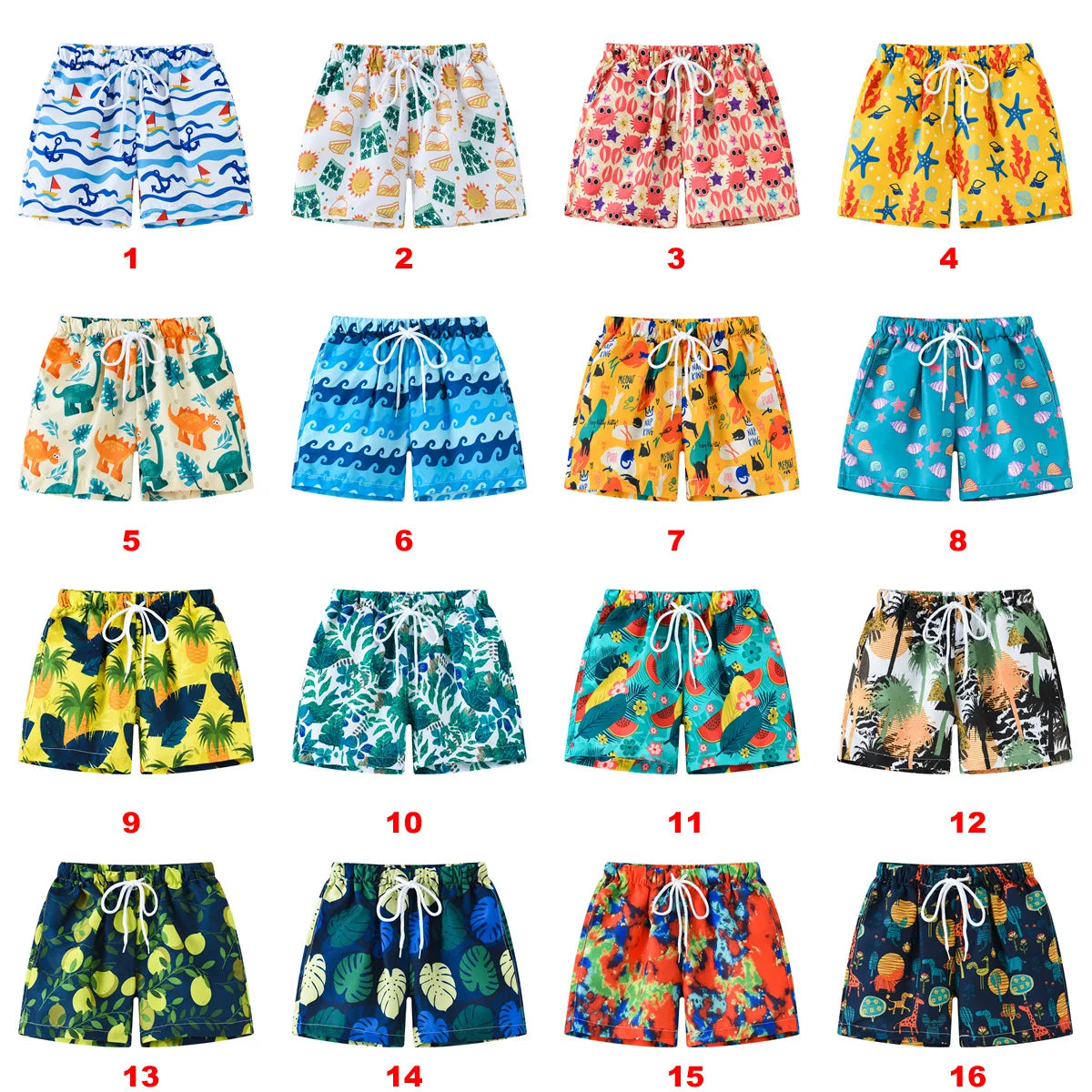Kids Summer Cartoon Board Shorts – Boys & Girls Beach Trunks, Casual Sports Shorts, Elastic Waist, Lightweight & Breathable Cotton Blend (Ages 4–6)