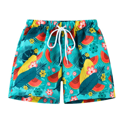 Kids Summer Cartoon Board Shorts – Boys & Girls Beach Trunks, Casual Sports Shorts, Elastic Waist, Lightweight & Breathable Cotton Blend (Ages 4–6)