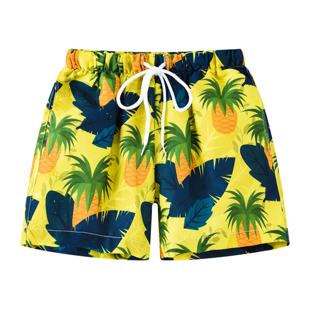 Kids Summer Cartoon Board Shorts – Boys & Girls Beach Trunks, Casual Sports Shorts, Elastic Waist, Lightweight & Breathable Cotton Blend (Ages 4–6)