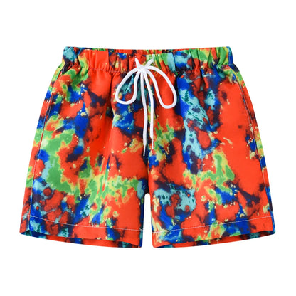 Kids Summer Cartoon Board Shorts – Boys & Girls Beach Trunks, Casual Sports Shorts, Elastic Waist, Lightweight & Breathable Cotton Blend (Ages 4–6)