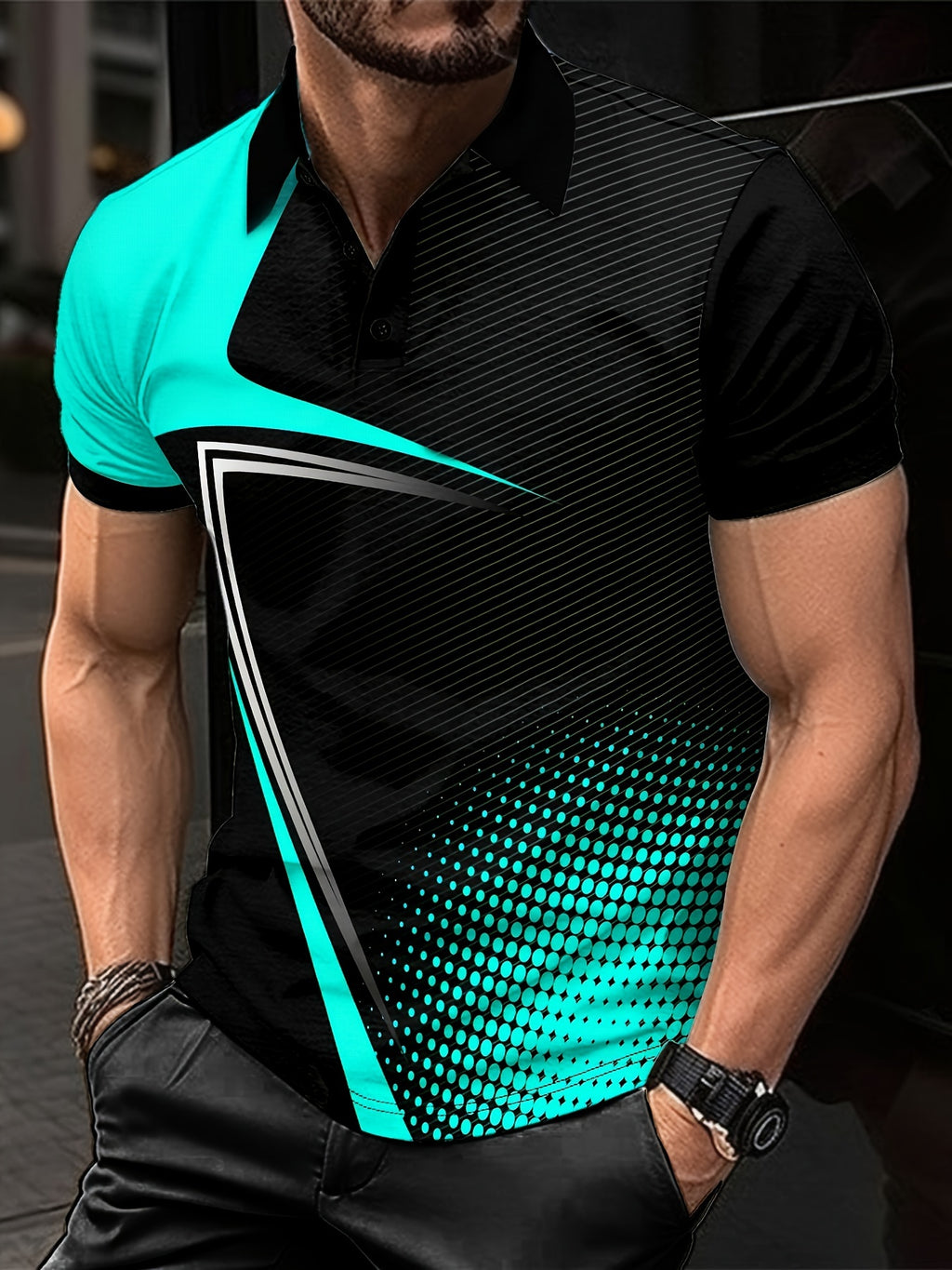 Men's Color Blocked Short Sleeve Golf Shirts - Casual Regular Fit