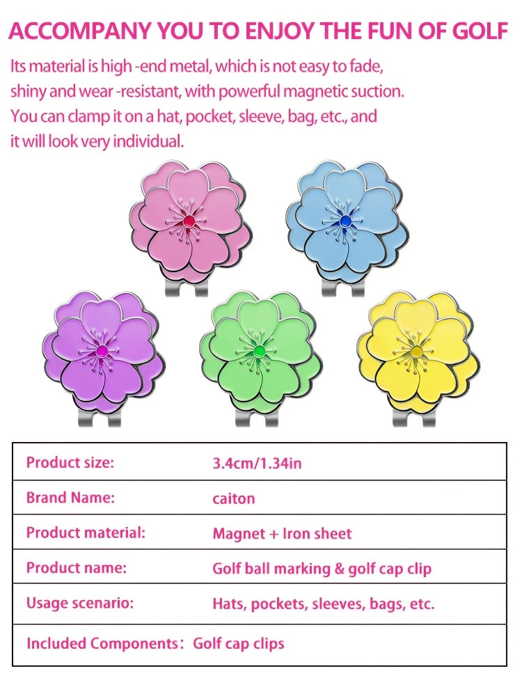 Caiton Magnetic Rose Flower Golf Hat Clip - Anti-Rust Durable