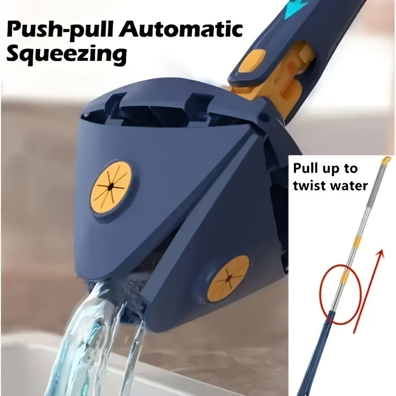 [Rotating Cleaning Mop] 1set, 360° Rotating Triangle Cleaning Mop | Long Handle Floor Mop, Hands-free Wash Squeeze Mop, Wet And Dry Dual-use Cleaning Mop, for Floor Wall Ceiling Corner Glass, Cleaning Supplies, Cleaning Tool - The Superior Findings Depot