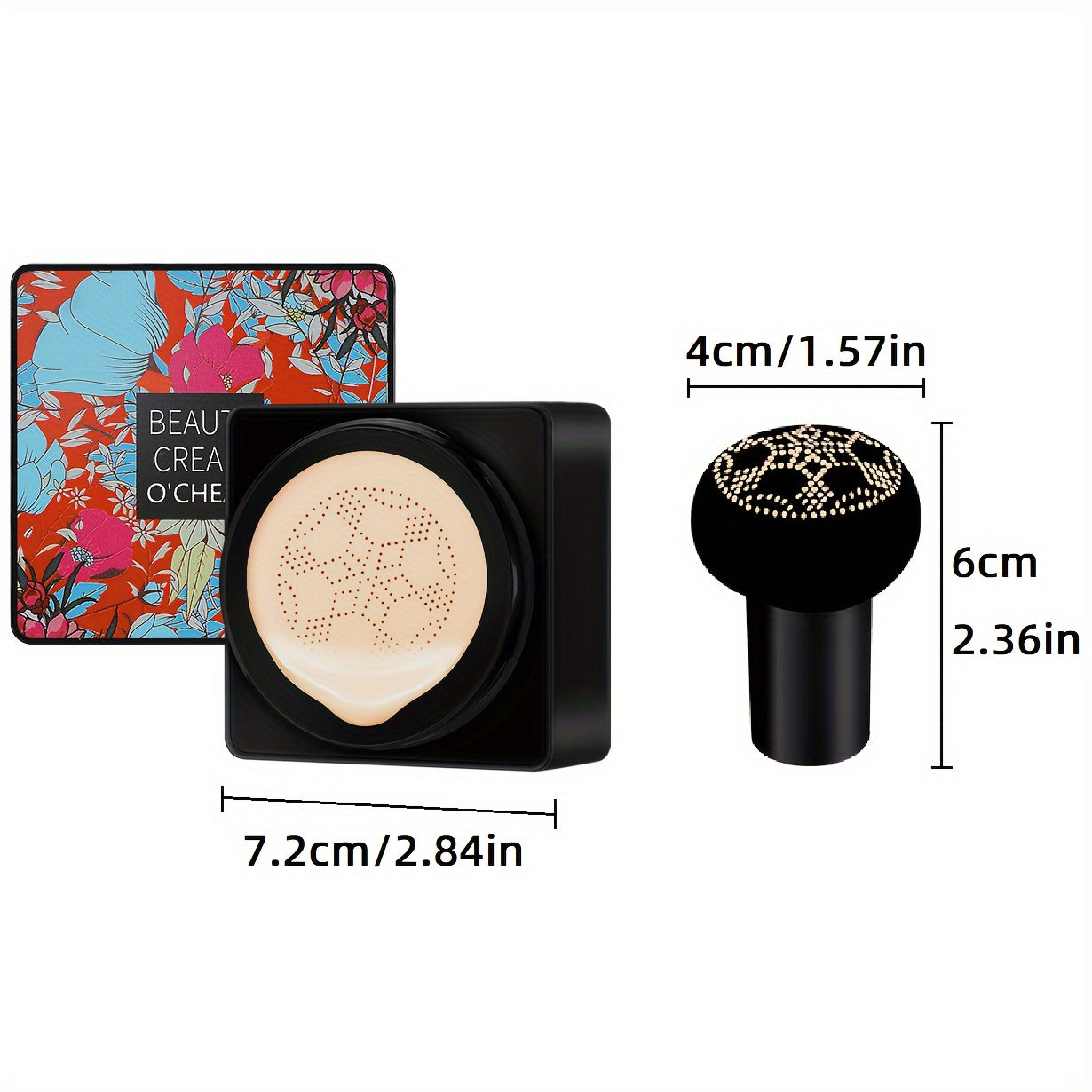 [Full Coverage, BB Cream] Long-Lasting, Full Coverage Mushroom Head Foundation BB Cream - Moisturizing Concealer for All Skin Types | Natural Nude Finish with Floral Packaging, Artistic Packaging, Vibrant Design - The Superior Findings Depot