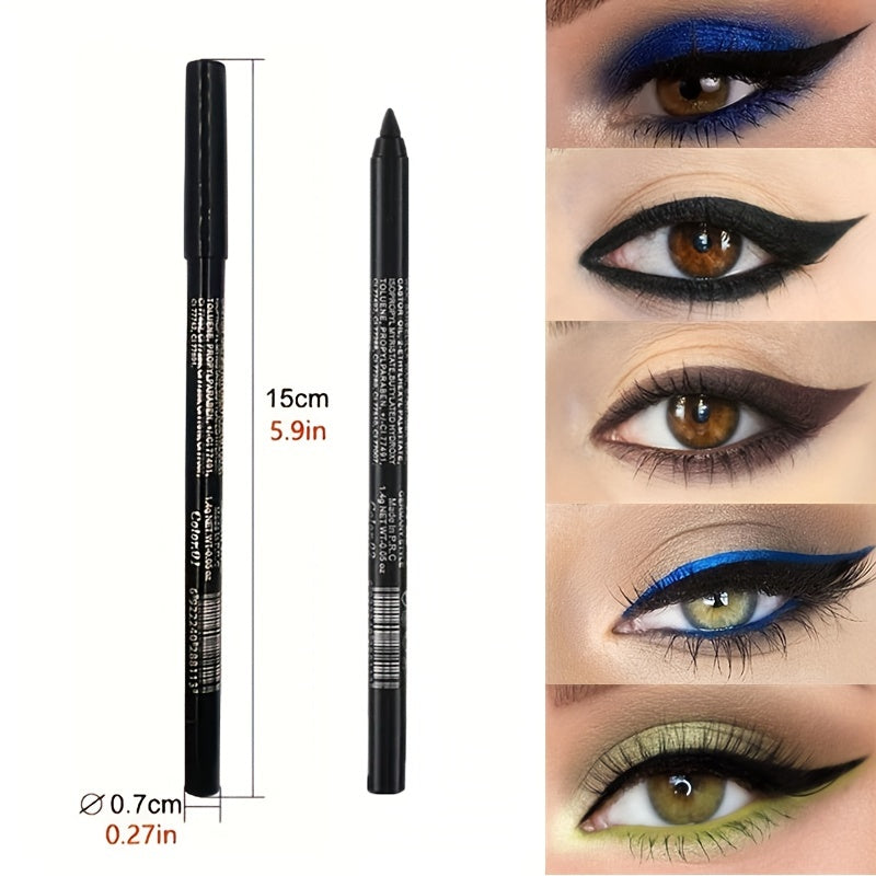14-Color Vibrant Eyeliner Pen Collection - High-Pigmented, Pearly Glitter, Shimmer Metallic Finish, Smokey, Punk, Gothic Style - Long-Lasting, Waterproof, Matte Finish Eyeliner Stick for Music Festival and Everyday Use - The Superior Findings Depot